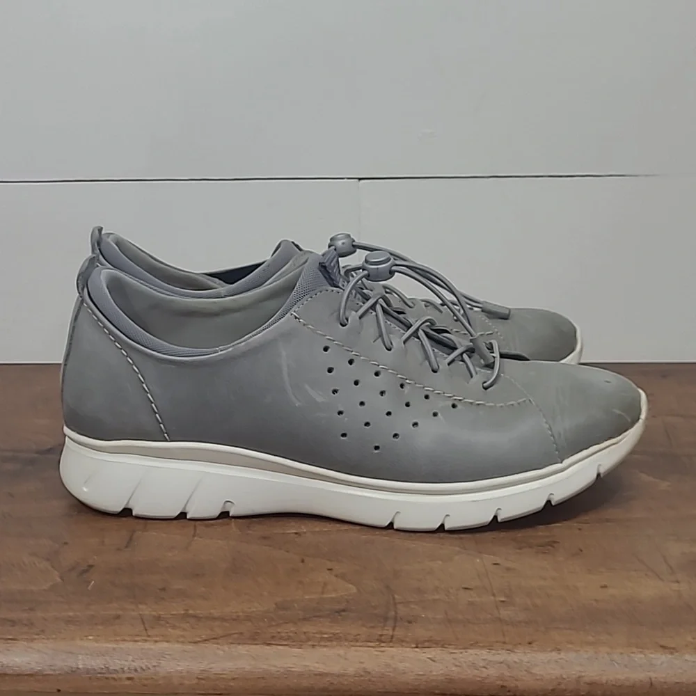 Samuel Hubbard Flight 707 Grey Leather Walking Shoe Sneakers Women's sz 9.5